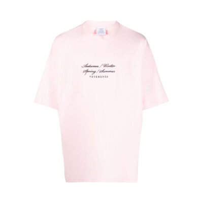 VETEMENTS 4 Seasons embroidered cotton T-shirt - Pink