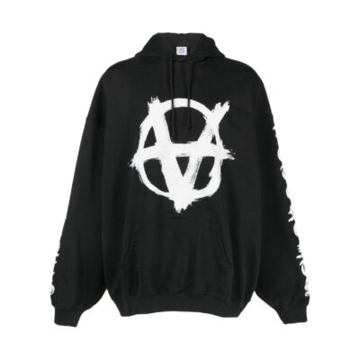 VETEMENTS Reverse Anarchy-print hoodie - Black
