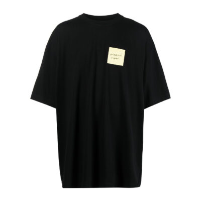 VETEMENTS sticky-note cotton T-shirt - Black
